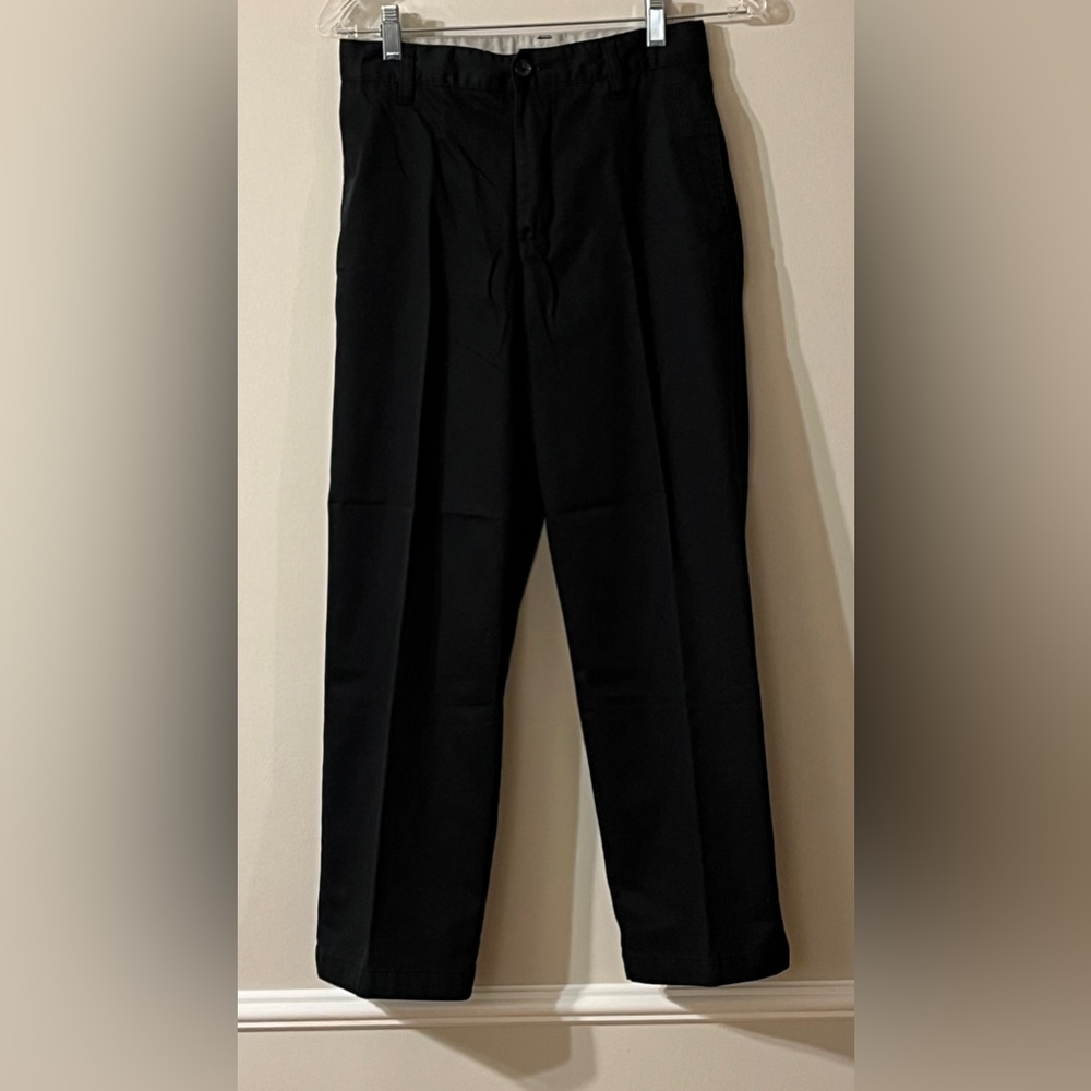 Black Cherokee Flat Front Cotton Khaki Pants Boys Size 12 Adjustable Waist